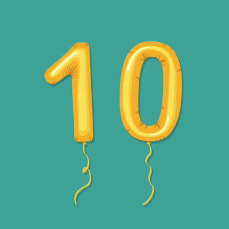 Golden balloons with the numbers for celebrationの写真素材