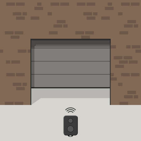 Garage door in the brown brick wall.のイラスト素材