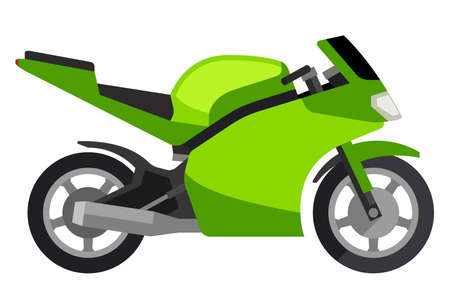 Green fast sports bike in a flat style.のイラスト素材