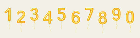 Golden balloons with numbers from zero to nine.のイラスト素材