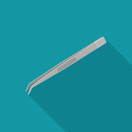 Flat tweezers icon with shadow on blue background.のイラスト素材