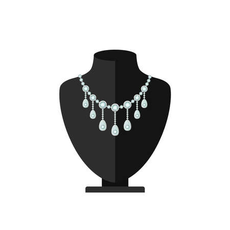 Necklace with diamonds on a jewelryのイラスト素材