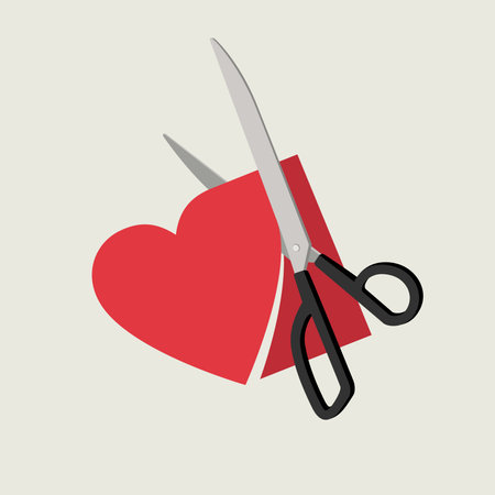 Cut out a heart-shaped greeting card from paper.のイラスト素材