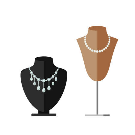 Black and beige with beads and necklace.のイラスト素材