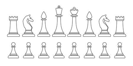 Linear chess pieces on a white background.のイラスト素材