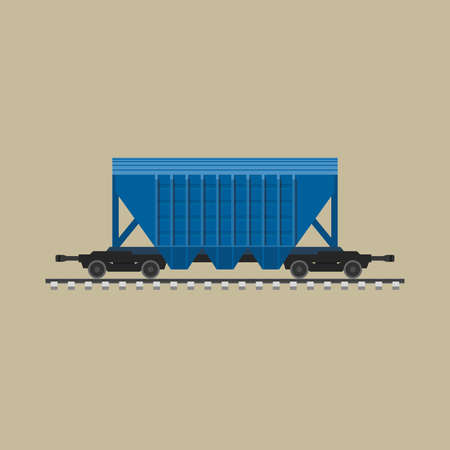 Blue freight rail wagon for bulk materials.のイラスト素材
