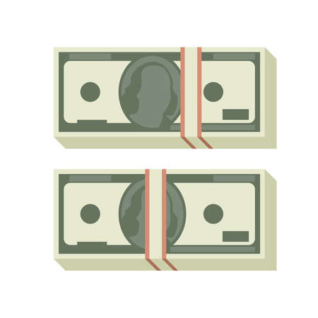Two stacks of dollars on white background.のイラスト素材