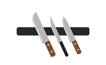 A variety of knives on a magnetic holder.のイラスト素材