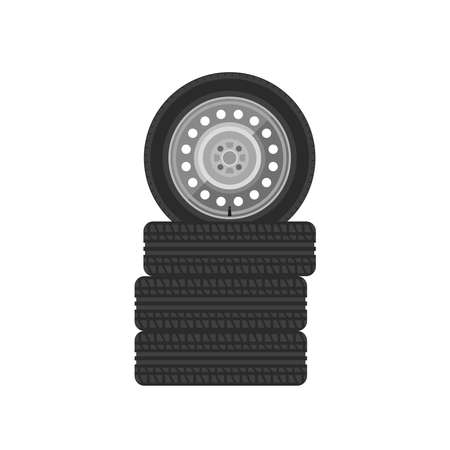 Set of car tyres for the tyre shop.のイラスト素材