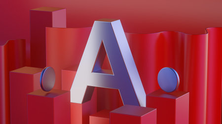 3d red shiny metal alphabet letter A frame isolated on white background