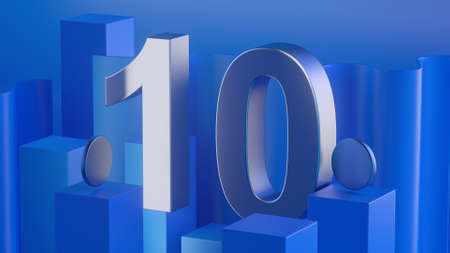 3d number ten on the blue background. 3d render.の写真素材