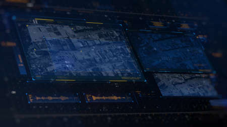 Futuristic UI HUD Head up display analytic screen with sensors detectors and bars
