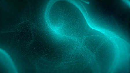 Abstract digital landscape with flowing particles. Cyber or technology background.の写真素材