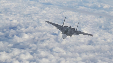 military fighter jet in flight 3d render