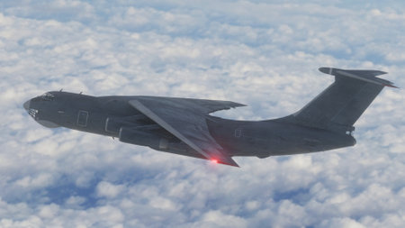 military fighter jet in flight 3d render