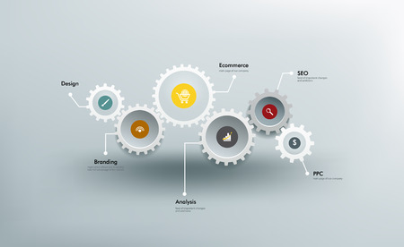 Infographics. The gears communicate with one another.のイラスト素材