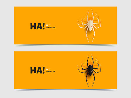 Set of two vector banners with spider cut outのイラスト素材