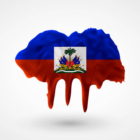 Flag of Haiti painted colors. Blot with paint streaks with the national colors. Independence Day.  Use for brochures, printed materials, icons, signs,  elements, etc.のイラスト素材