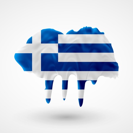 Flag of Greece painted colors. Blot with paint streaks with the national colors. Independence Day.  Use for brochures, printed materials, icons, signs,  elements, etc.のイラスト素材