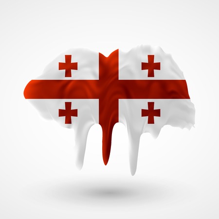 Flag of Georgia painted colors. Blot with paint streaks with the national colors. Independence Day.  Use for brochures, printed materials, icons, signs,  elements, etc.のイラスト素材