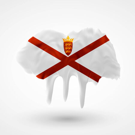 Flag of Jersey painted colors. Blot with paint streaks with the national colors. Independence Day.  Use for brochures, printed materials, icons, logos, signs,  elements, etc.のイラスト素材