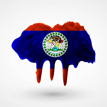 Flag of Belize painted colors. Blot with paint streaks with the national colors. Independence Day.  Use for brochures, printed materials, icons.のイラスト素材