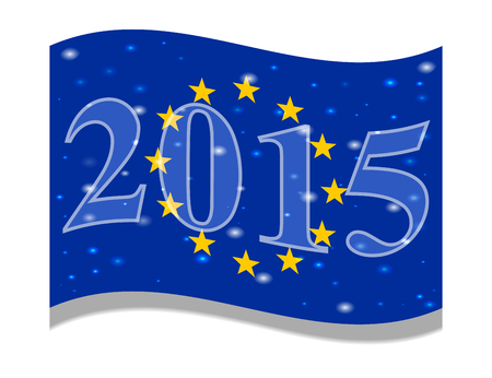 The main flag of the New Year 2015 New Year flag of the country. Festive flag. Christmas. Vector. Icon. Flag of the European Union, EU Happy Holidaysのイラスト素材