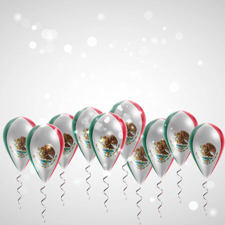 Flag of the country on balloon. Celebration and gifts. Ribbon in the colors of the flag are twisted under the balloon. Independence Day. Balloons on the feast of the national day. Flag of Mexicoのイラスト素材