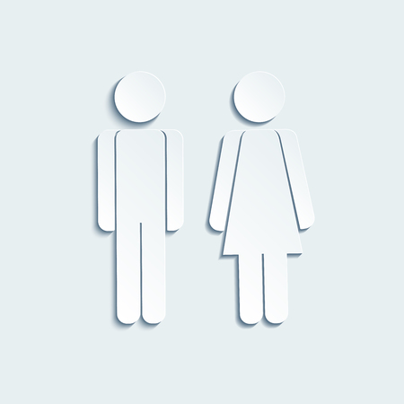 Vector man and woman icons for toilet or restroom sign. Vector sign of gender on the door in the men\'s and the women\'s restroom.のイラスト素材