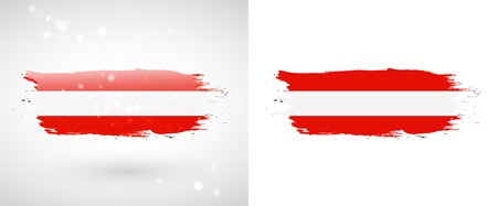 Flag of Austria. Independence Day. Flag painted with a brush with paint. Grungy flag. Grungy style. Brushstroke.    のイラスト素材