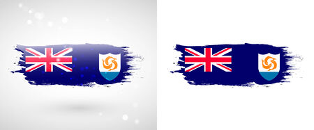 Anguilla flag. Independence Day. Flag painted with a brush with paint. Grungy flag. Grungy style. Brushstroke.    のイラスト素材