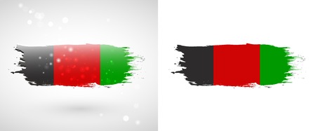 Flag of Afghanistan. Independence Day. Flag painted with a brush with paint. Grungy flag. Grungy style.   のイラスト素材