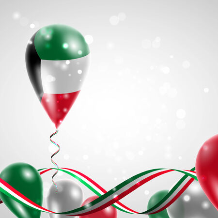 Flag of Kuwait on balloon. Celebration and gifts. Ribbon in the colors of the flag are twisted under the balloon. Independence Day. Balloons on the feast of the national day. Flag of Kuwait on balloon. Celebration and gifts. Ribbon in the colors of the flag are twisted under the balloon. Independence Day. Balloons on the feast of the national day.