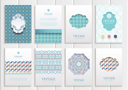 set of brochures in vintage style.