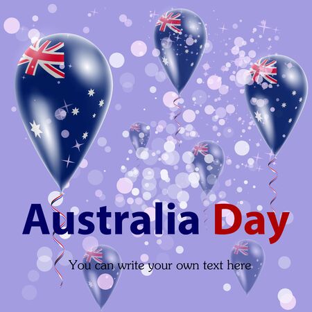 Australia Day. Flag of Australia in the form of a ball against the sky. Vector. Icon.のイラスト素材