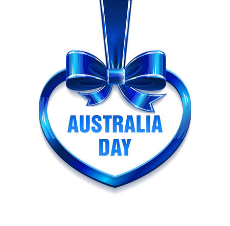 Australia Day Congratulations on the holiday Celebration Geometric pattern Diamond Image Ribbon bow heartのイラスト素材