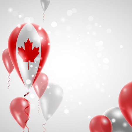 Flag of Canada. Independence Day. Flag of Micronesia on air balloon. Celebration and gifts. Balloons on the feast of the national day.  Use for brochures, printed materials, signs, elementsのイラスト素材