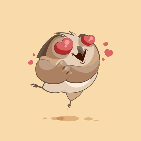 Vector Stock Illustration isolated Emoji character cartoon owl in love flying with hearts sticker emoticon for site, infographics, video, animation, websites, e-mails, newsletters, reports, comicsのイラスト素材