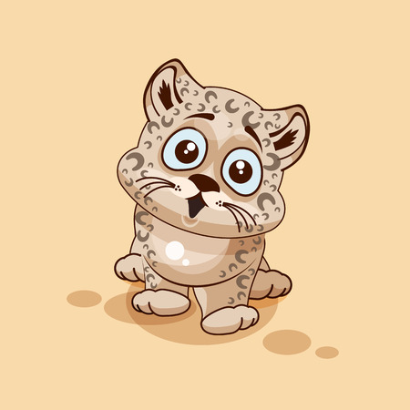 Vector Stock Illustration isolated Emoji character cartoon Leopard cub surprised with big eyes sticker emoticon for site, info graphic, video, animation, websites, e-mails, newsletters, reports, comicsのイラスト素材