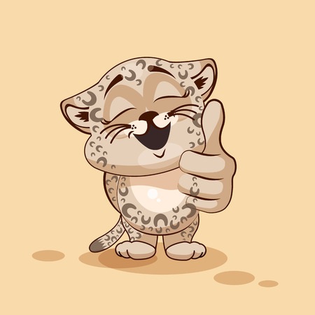 Vector Stock Illustration isolated Emoji character cartoon Leopard cub approves with thumb up sticker emoticon for site, info graphic, video, animation, websites, e-mails, newsletters, reports, comicsのイラスト素材