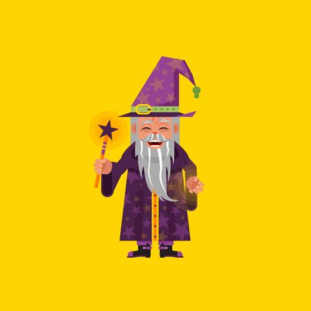 Stock vector illustration a magician character for halloween in a flat styleのイラスト素材