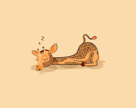 Vector Stock Illustration isolated Emoji character cartoon Giraffe sleeps on the stomach sticker emoticon for site, info graphics, video, animation, websites, e-mails, newsletters, reports, comicsのイラスト素材