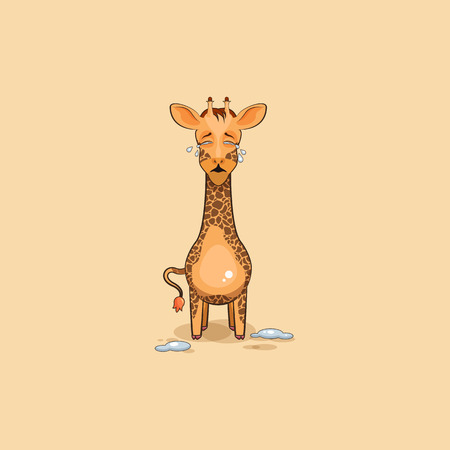 Vector Stock Illustration isolated Emoji character cartoon Giraffe crying, lot of tears sticker emoticon for site, info graphics, video, animation, websites, e-mails, newsletters, reports, comicsのイラスト素材