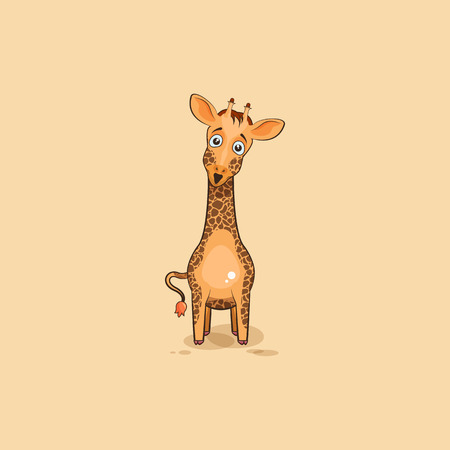 Vector Stock Illustration isolated Emoji character cartoon Giraffe surprised with big eyes sticker emoticon for site, info graphics, video, animation, websites, e-mails, newsletters, reports, comicsのイラスト素材