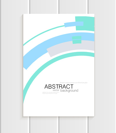 Stock vector brochure in abstract style. Design business templates with turquoise rounds, blue rectangular shapes on white background for printed materials, elements, web sites, card, cover, wallpaperのイラスト素材