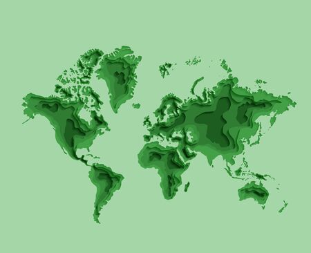 Green world map with continents and mainlandsのイラスト素材