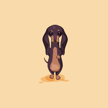 Vector stock illustration emoji of cartoon character dog talisman, phylactery hound, mascot pooch, bowwow dachshund sticker emoticon German badger-dog with angry grumpy emotion designのイラスト素材
