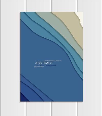 Vector brochure A5 or A4 format abstract uneven blue shapes design element corporate styleの写真素材