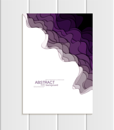 Vector brochure A5 or A4 format abstract uneven purple, violet shapes design element corporate styleのイラスト素材