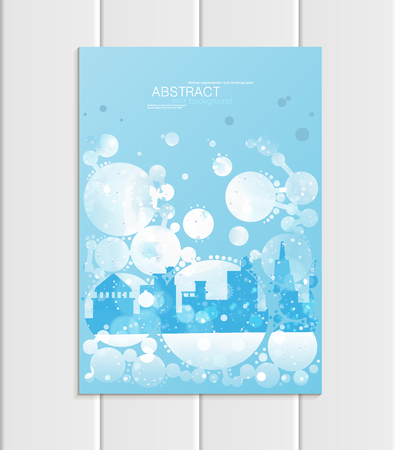 Brochure A5 or A4 format design Christmas urban city, abstract circles, winter landscape New Year 2018のイラスト素材